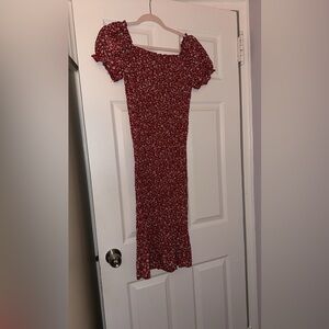 Floral Puff Sleeve Bodycon Dress. Size Medium